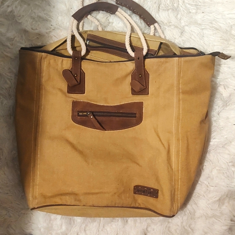 Bed Stu Foster leather canvas tote